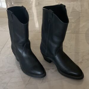 Mason Western Black Leather Cowboy Boots 8.5